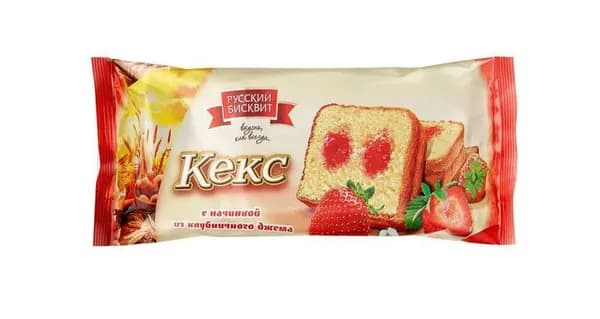 Русский бисквит Кекс клубничный, 225 г