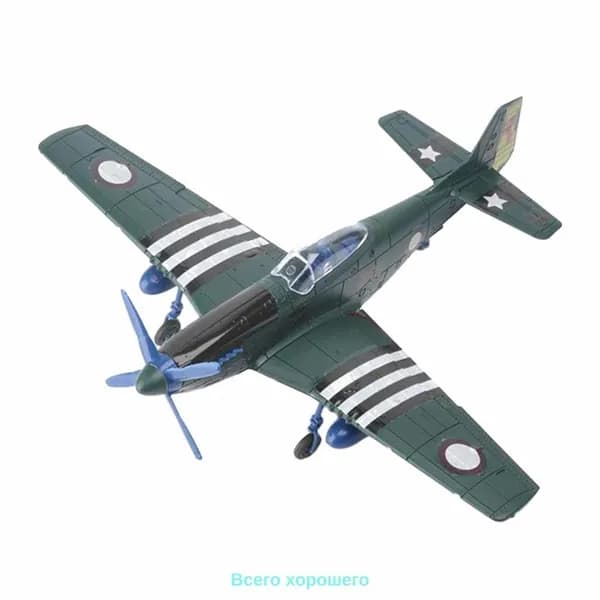 Сборная модель самолета времен Второй мировой войны, истребитель P-51, масштаб 1:48, зеленая, для взрослых