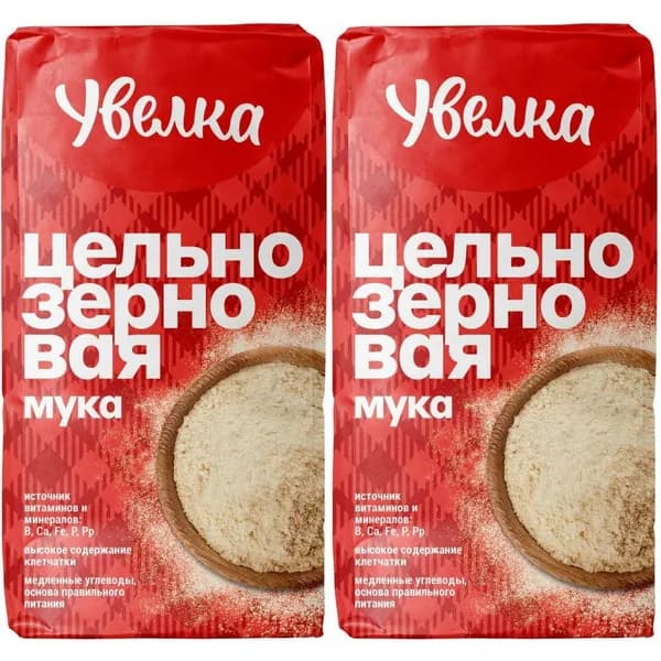 Мука Увелка пшеничная хлебопекарная 1,9 кг, набор: 2 штуки