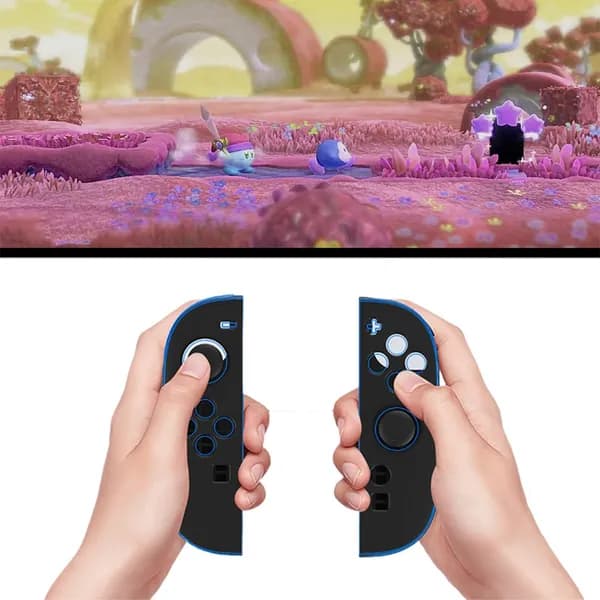 Противоскользящий силиконовый чехол для Switch 2 с ручкой, Joy-Con и 2 колпачками для большого пальца
