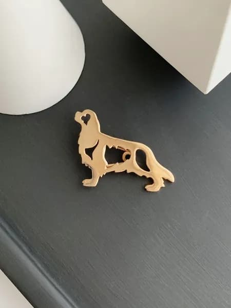 DIAMOND ANIMAL брошь значок с собакой Кавалер кинг чарльз спаниель, серебро 925 с позолотой