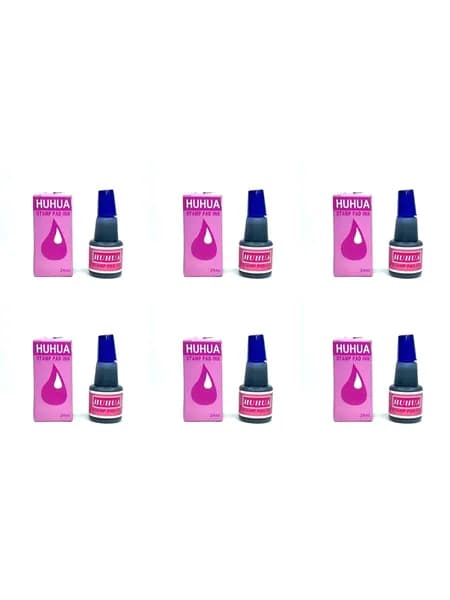 Штемпельная краска HUHUA 24ml, СИНЯЯ, 6 штук