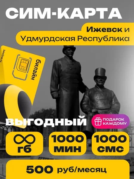 Сим-карта Билайн тариф Выгодный Удмуртская Республика Безлимитный интернет и 1000 минут за 500 руб.