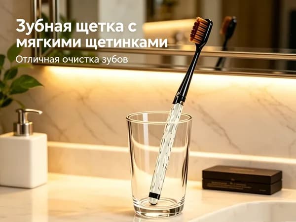 Зубная щетка Yokitoki cредней жесткости, 3-уровневая полировка кончиков щетинок
