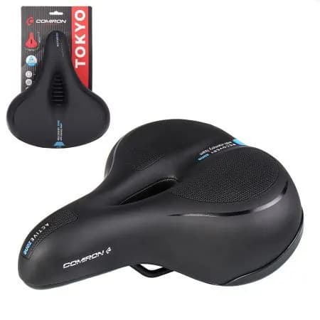 Седло велосипедное COMIRON TOKYO черный, синий C012 265x220