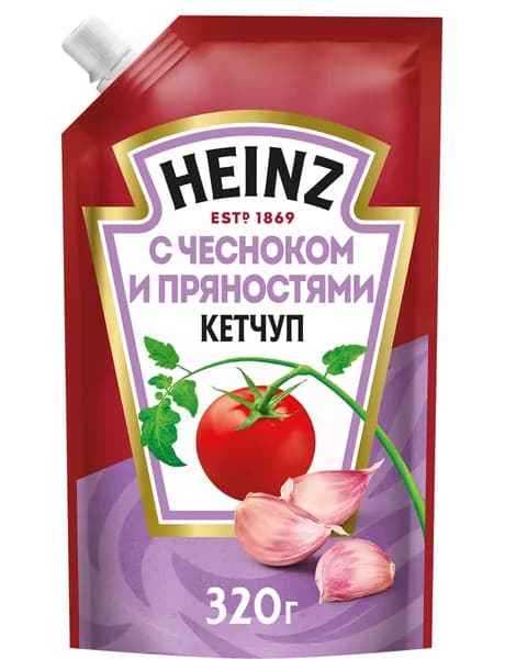 Кетчуп Heinz с чесноком, томатный, 320 г