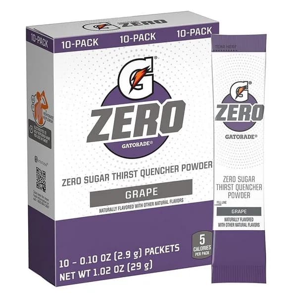 Изотонический стик Gatorade Third Quashed Powder Stick 10 упаковок с нулевым вкусом винограда