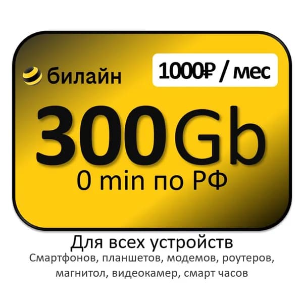 билайн SIM-карта билайн 300 ГБ для любых устройств (Европейский Союз)