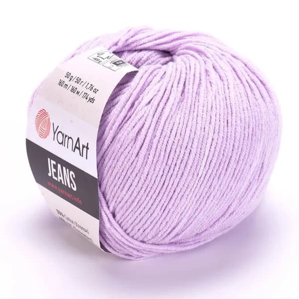 Пряжа "Jeans" цв. 19 светло-сиреневый 55% хлопок 45% полиакрил 160м/50гр "YarnArt"