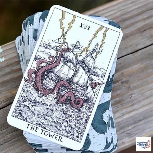 Карточные игры Tempest Tarot 78 шт. Карты Таро на тему океана Красиво оформленная колода для начинающих 10,3*6 см