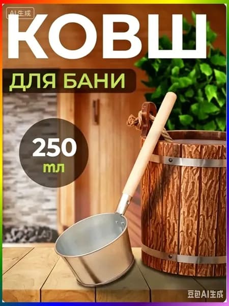 Бондарное изделие для бани Ковш для бани, 0.25 л