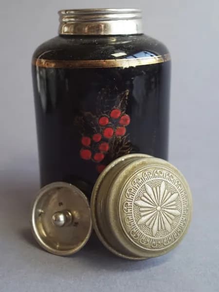 Винтажная чайница "Рябина". Темное стекло. СССР, 1970-1980 (Размер: 80х80х130)