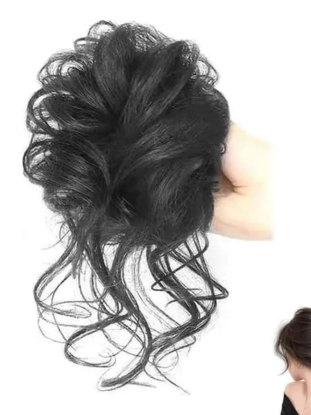 Кудрявый пучок вьющихся волос Tousled Updo Эластичная лента для волос Scrunchie