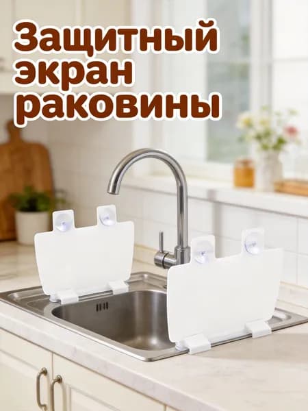 Защитная водонепроницаемая панель с присосками, белая, для кухонной мойки, набор из 2 шт