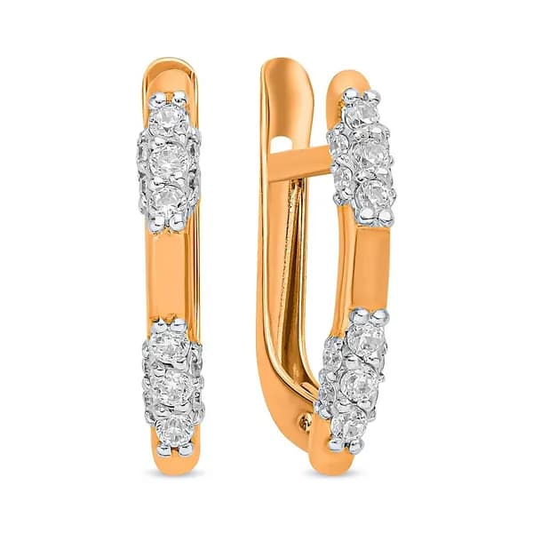 Серьги женские с фианитами из красного золота 375 пробы 585GOLD