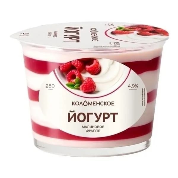 Йогурт Коломенское Малиновое фраппе 4,9% 250 г