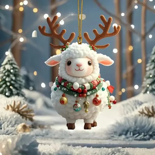 Елочная игрушка 8 см Овечка белый