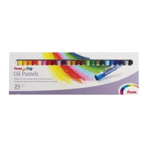 Пастель PENTEL "Oil Pastels" масляная художественная 25 цветов, круглое сечение, картонная упаковка (PHN4-25-4027/1)