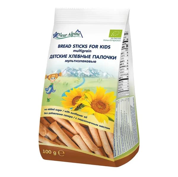 Палочки хлебные детские мультизлаковые, Fleur Alpine, 100 г, Германия