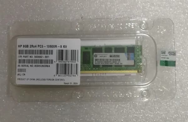 HP Оперативная память 500662-B21 8G 1333MHz DDR3 RDIMM 2Rx4 REG ECC PC3-10600R-9 CAS-9 ECC Registered серверная 501536-001 500205-071 500662-B21 DDR3, 1333 МГц, 1 x 8 ГБ (500662-B21)