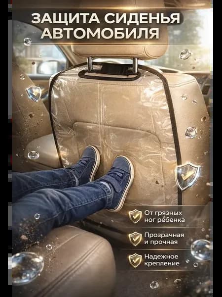 Защита сиденья автомобиля от грязных ног ребенка прозрачная