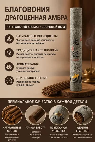 благовония палочки, амбра, натуральные благовония, 20 палочек