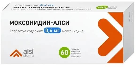 Моксонидин-АЛСИ, таблетки покрытые пленочной оболочкой 0.4 мг, 60 шт