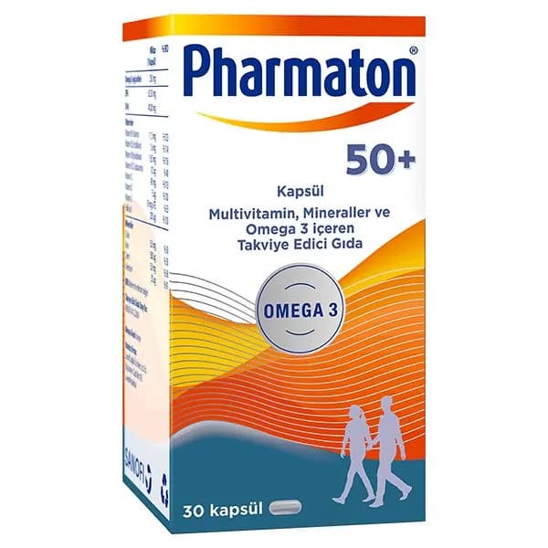 Pharmaton 50 plus 30 капсул Обогащающая пища, содержащая омега-3, 8 витаминов и 4 минерала