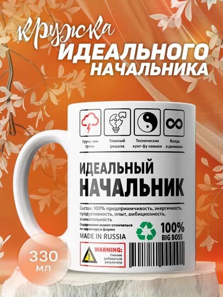 Кружка, кружка с надписью, Идеальный начальник, 330 мл