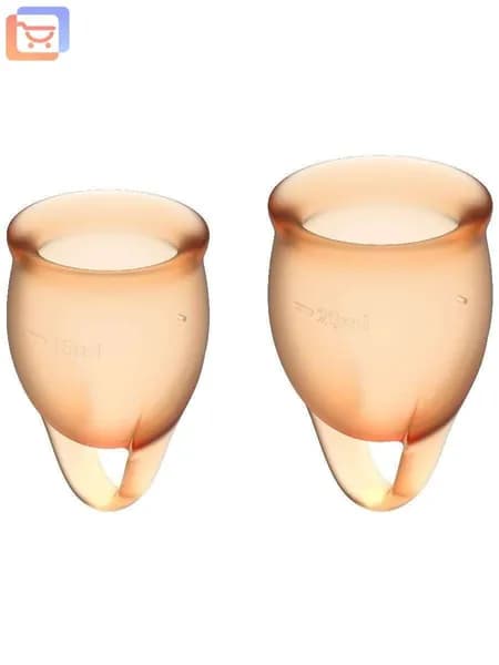 Набор менструальных чаш с хвостиком-петелькой Feel Сonfident Menstrual Cup Orange