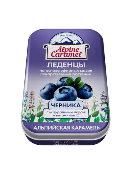 Alpine Caramel Альпийская Карамель, леденцы детские (черника, Витамин С, мед), 53 г