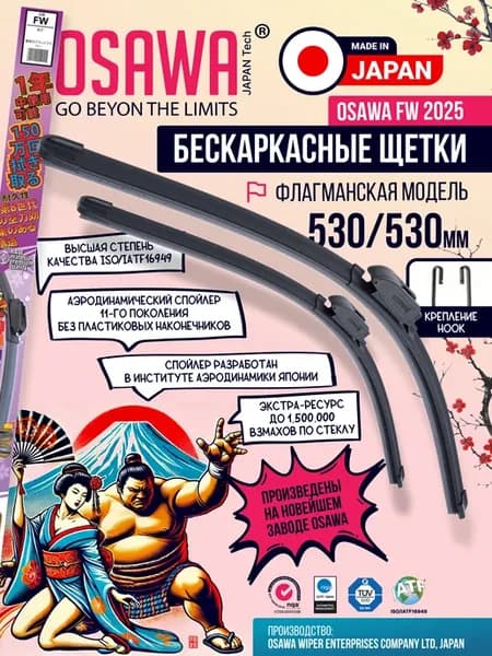 525 525 мм Щетки стеклоочистителя бескаркасные. Дворники