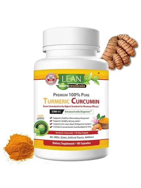 LEAN Nutraceuticals Экстракт куркумина и черного перца, полезный для здоровья суставов, печени и сердца, 90 капсул.