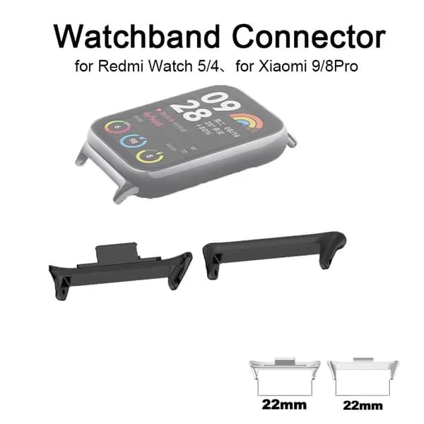 22mm черное Redmi Watch 5/4 и Xiaomi Band 9 /8 Pro Разъем для часов