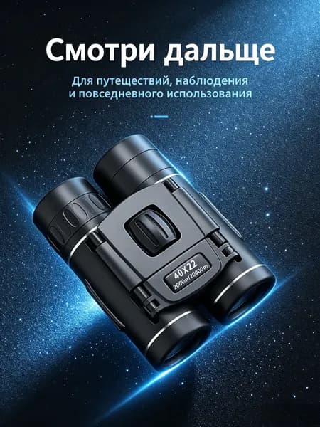 Мини бинокль складной 40Х22, высокоразрешительный бинокль BAK4, водозащищенный, легкий для путешествий, охоты и концертов