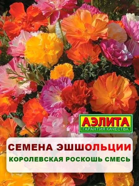 Семена Эшшольция "Королевская роскошь" смесь 0,1 гр, однолетние цветы для дома и дачи, сада, клумбы, в открытый грунт, на балкон, в ящик.
