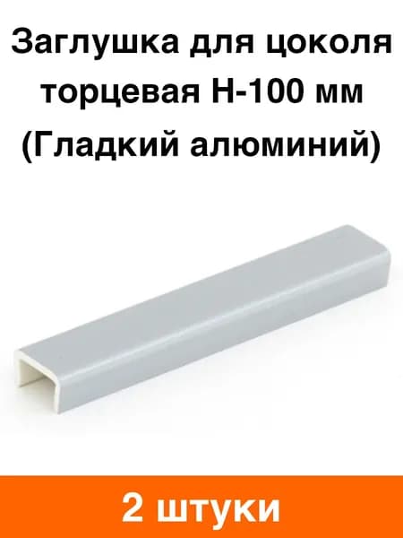 Заглушка для цоколя торцевая H-100 мм (гладкий алюминий) - 2 шт