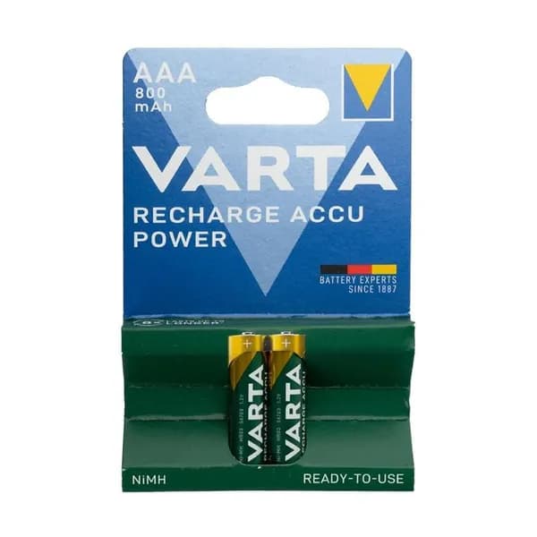 Аккумулятор VARTA Recharge Accu Power AAA 800mAh, 2 штуки (2 штуки в одном блистере BL2)