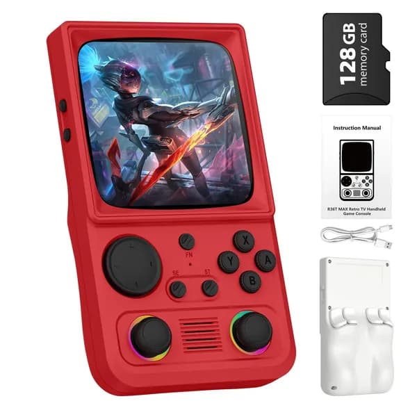 AISLPC R36T MAX ретро - портативная игровая приставка, 128 ГБ карты памяти 22000 + игры, 4,0 - дюймовый полноэкранный CRT ретро - дисплей с разрешением 720720 пикселей, 4000 мАч, двойной 3D джойстик