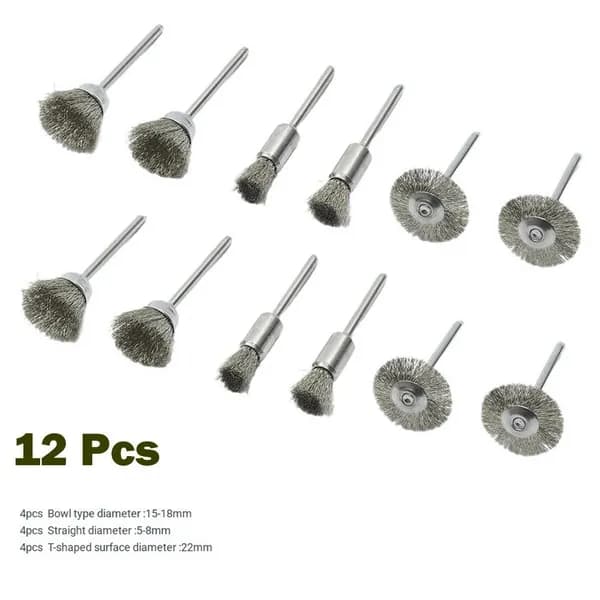12 шт. Набор латунных стальных дисков Dremel Wire Brush Set для инструментов Dremel, аксессуары, абразивная головка для удаления заусенцев, инструменты для сверления T-образной формы