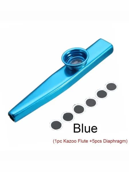 Музыкальный духовой инструмент Казу (Kazoo) с 5 запасными мембранами, синий