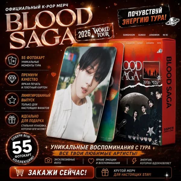 VOFIRROB 55 шт. Мини-фотокарточки ENHYPEN 2026 World Tour BLOOD SAGA LOMO Cards, мини-фотокарточки, постеры K-POP, мерчандайзинг