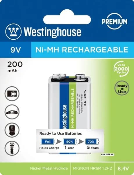 Аккумулятор 9В Westinghouse 200 mAh 6F22/Крона-BP1