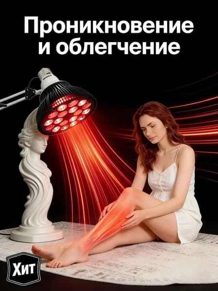LED-лампа 660нм + 850нм 18 диодов: красный свет для кожи, ближний ИК для обогрева и лечения. Подарочный набор с подставкой.