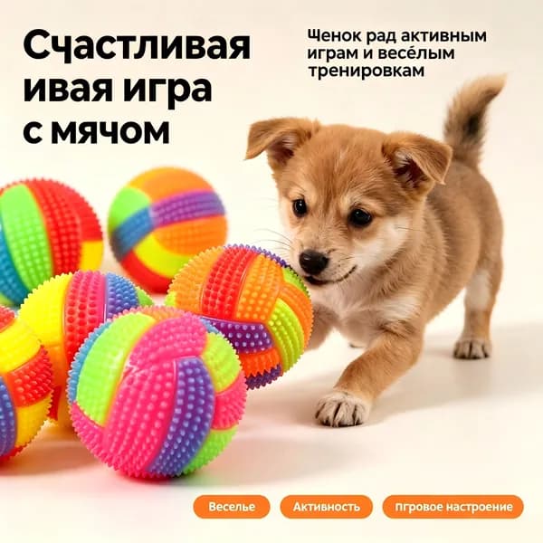 Разноцветный колючий мяч для собак, высокая упругость, мягкие шипы для активных игр
