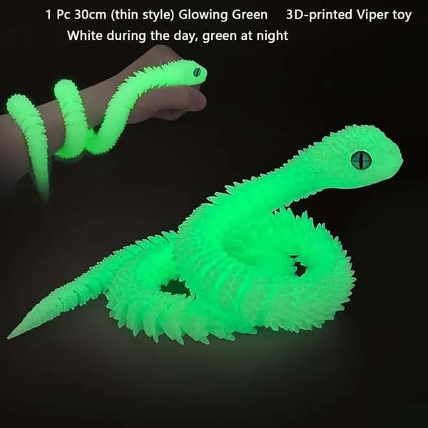 Тонкая змея 3D 30см, подвижные сочленения, декор и подарок