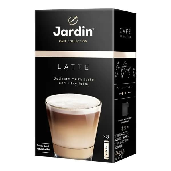 Кофейный напиток Jardin 3 в 1 Latte растворимый в стиках 18 г x 8 шт