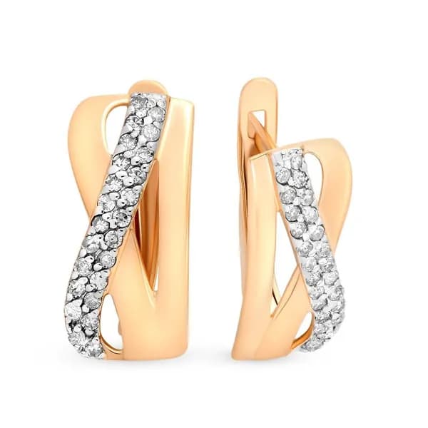 Серьги женские с бриллиантами из красного золота 585 пробы 585GOLD