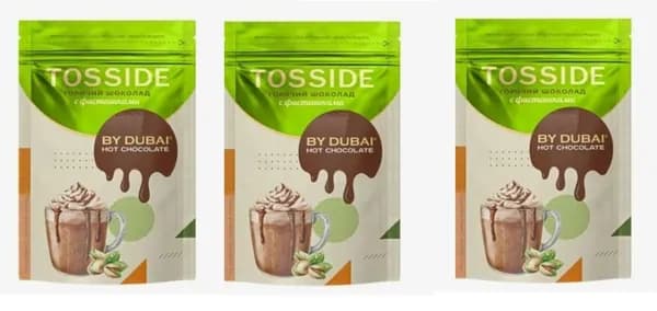 TOOSSIDE Какао-напиток , Дубайский горячий шоколад с фисташками, 180г, 3шт