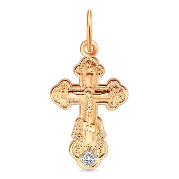 Крестик с фианитом из красного золота 375 пробы 585GOLD
